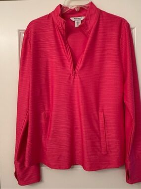 Tommy Bahama Coral-Pink Quarter-Zip Golf Pullover